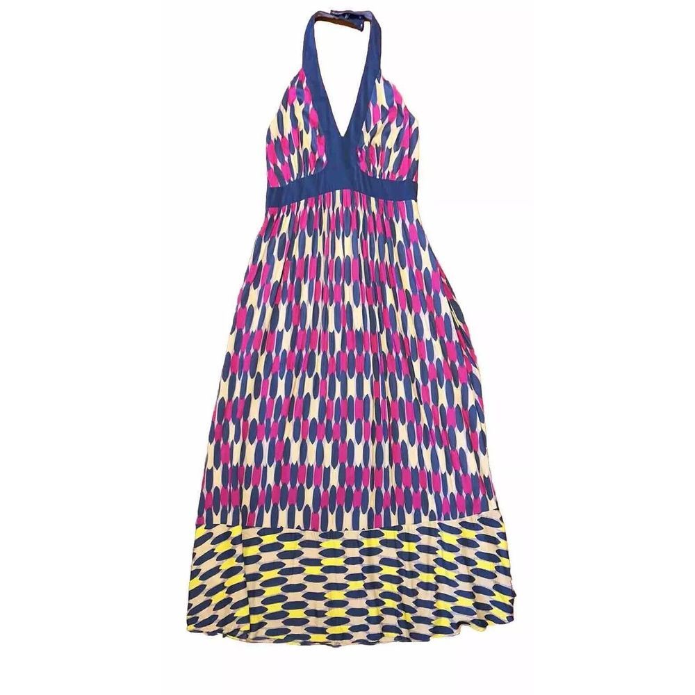BODEN Dress Size 6P Maxi Halter Viscose Prairie Beach Coastal